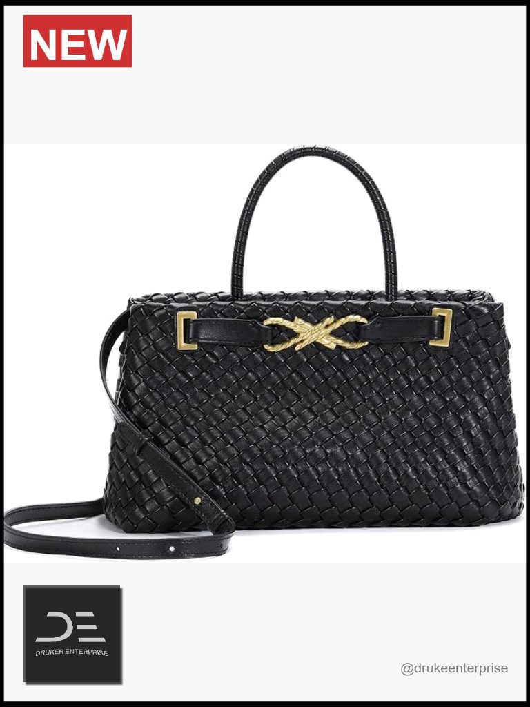 Woven Vegan Leather Tote Bag With Top Handles & Adjustable Strap